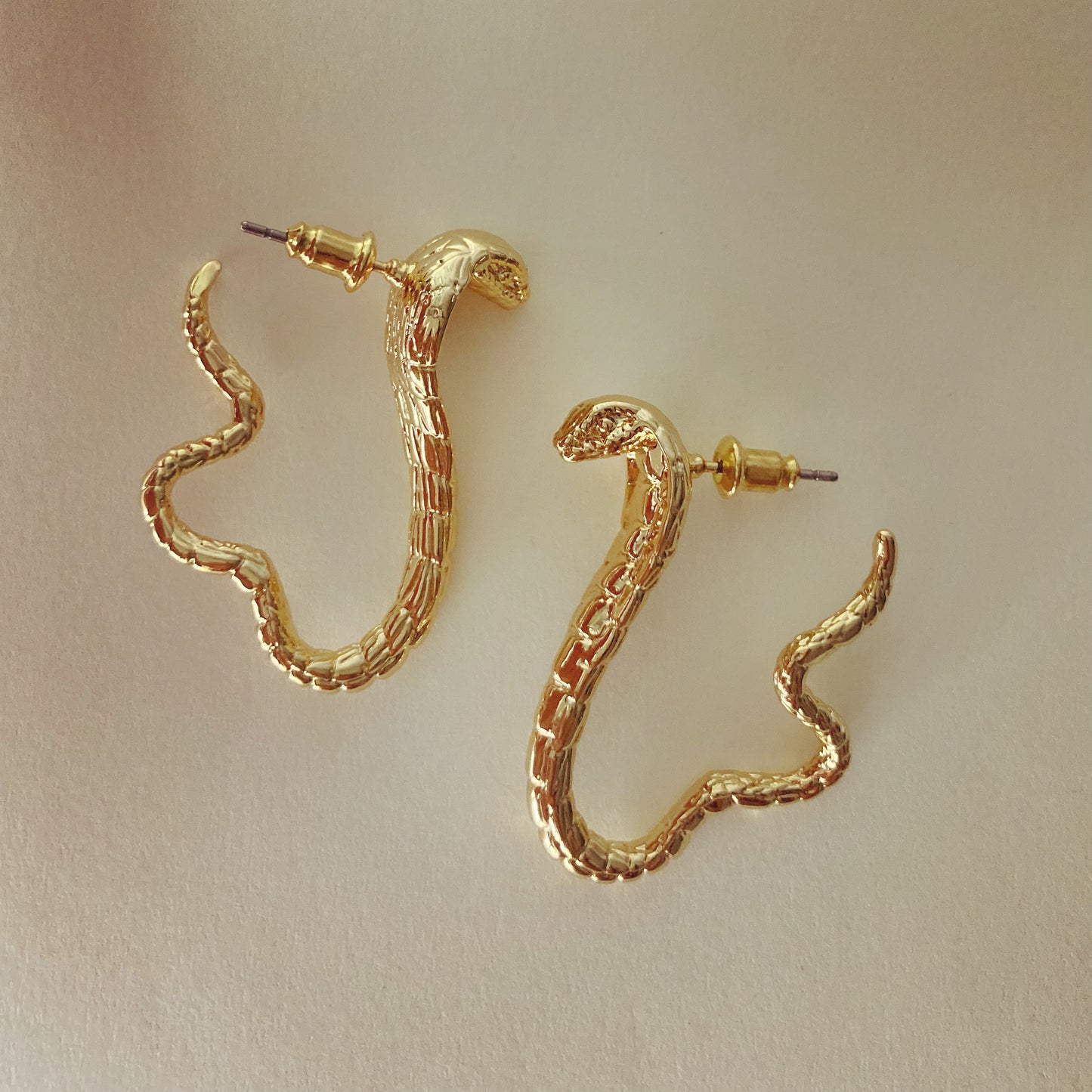 Gold Snake hoop earrings