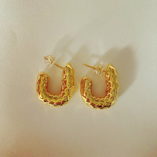 Braided Gold Hoop Earrings - Umber Shade
