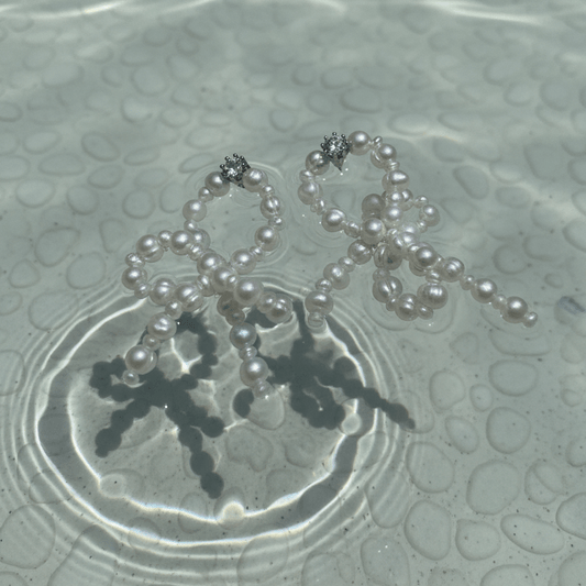 Pearl Bow Earrings - Umber Shade