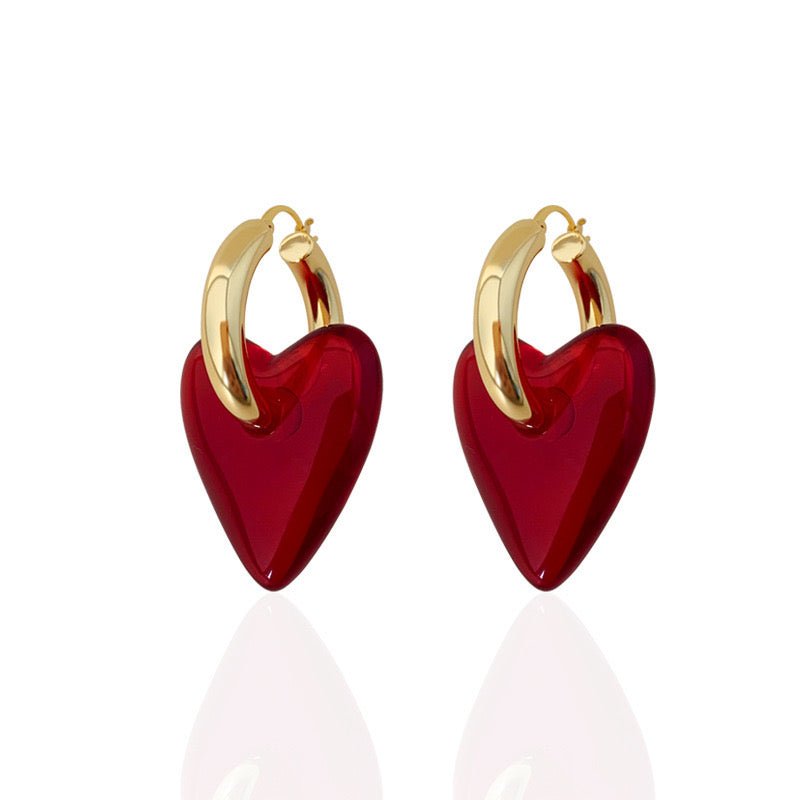 Red Heart Drop Hoops - Umber Shade