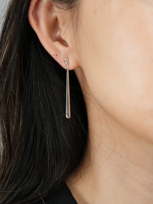 Silver - Tone Minimalist Drop Earrings - Umber Shade