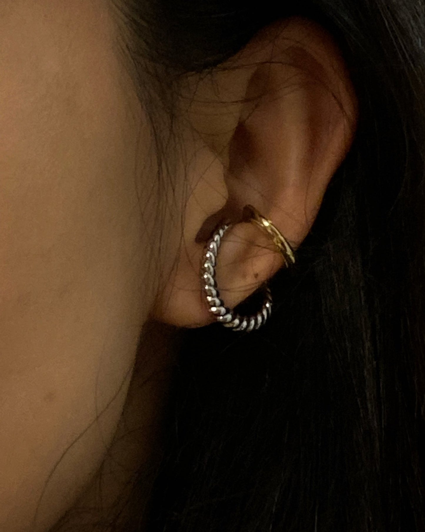 Two - Tone Twisted Rope Ear Cuff - Umber Shade