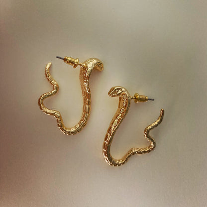 Gold Snake hoop earrings