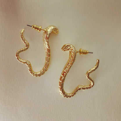 Gold Snake hoop earrings