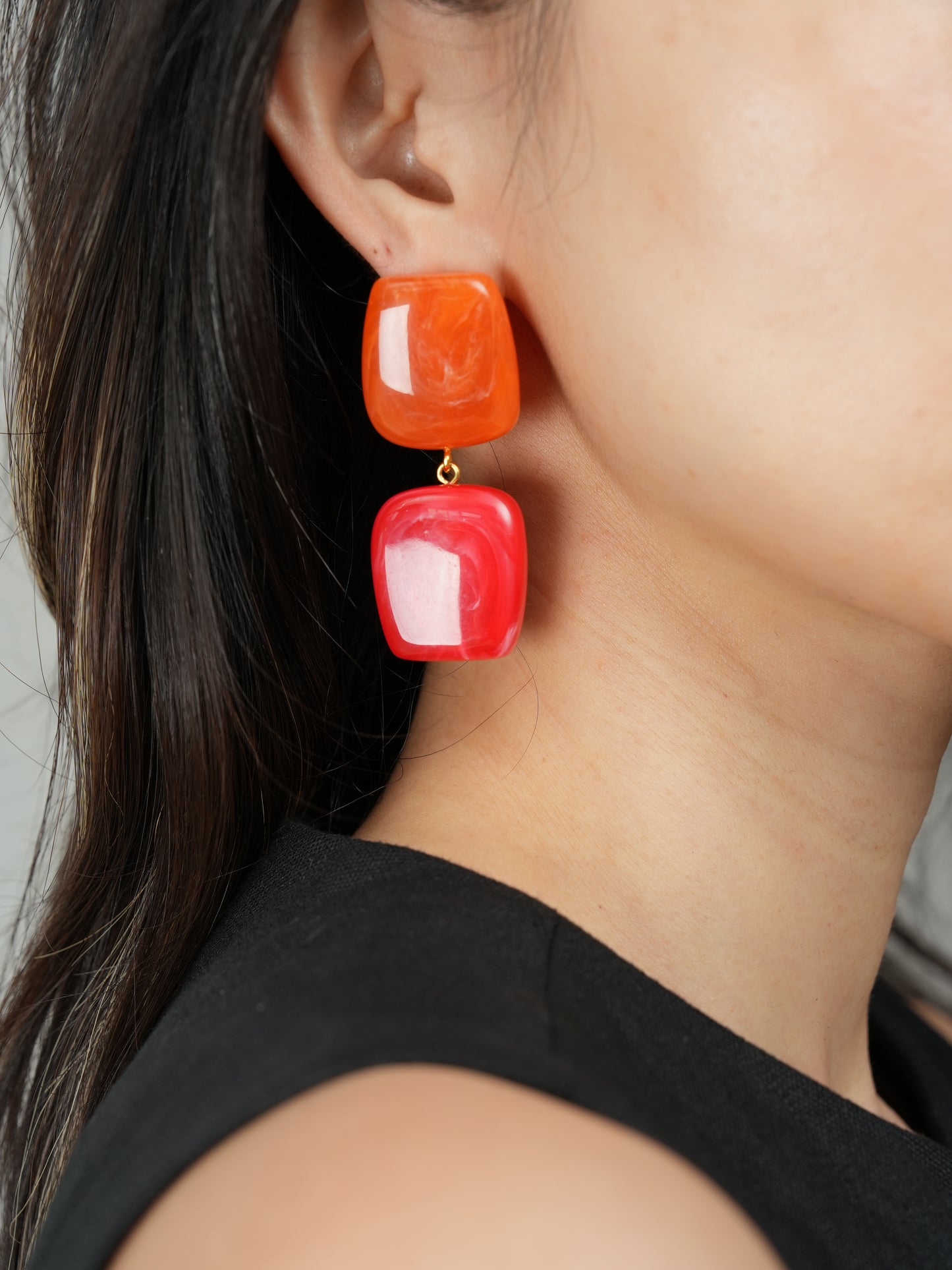 Red & Orange Statement Drop Earrings