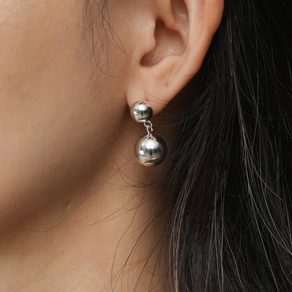 Dual-Sphere drop earrings in nature stone