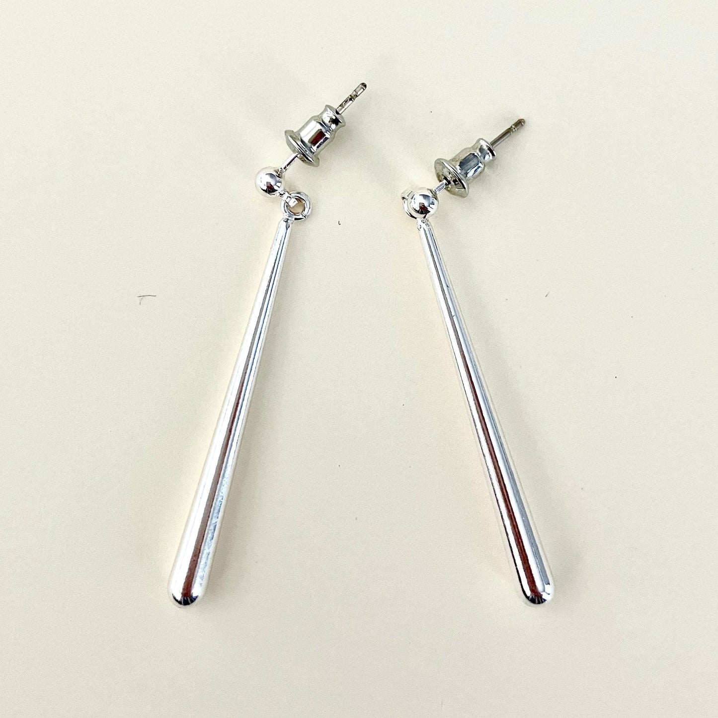 Silver-Tone Minimalist Drop Earrings