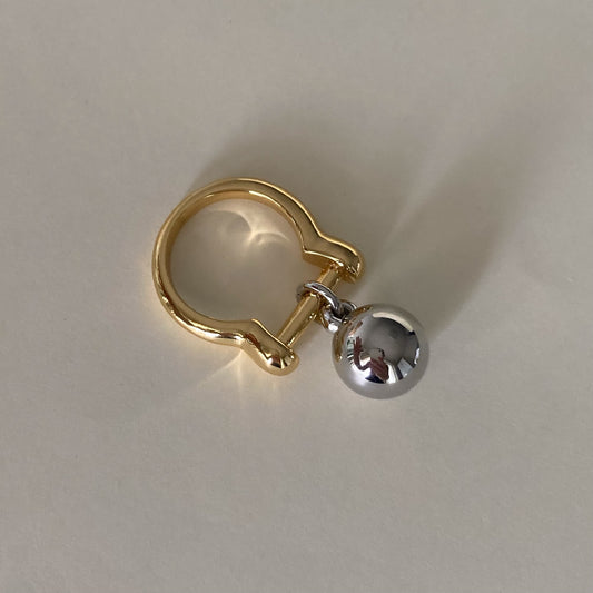 Dual Tone Orb Charm Ring