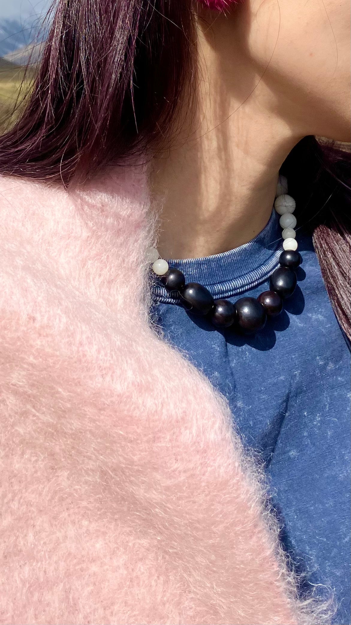 Black & White Bodhi Ebony Necklace - Umber Shade