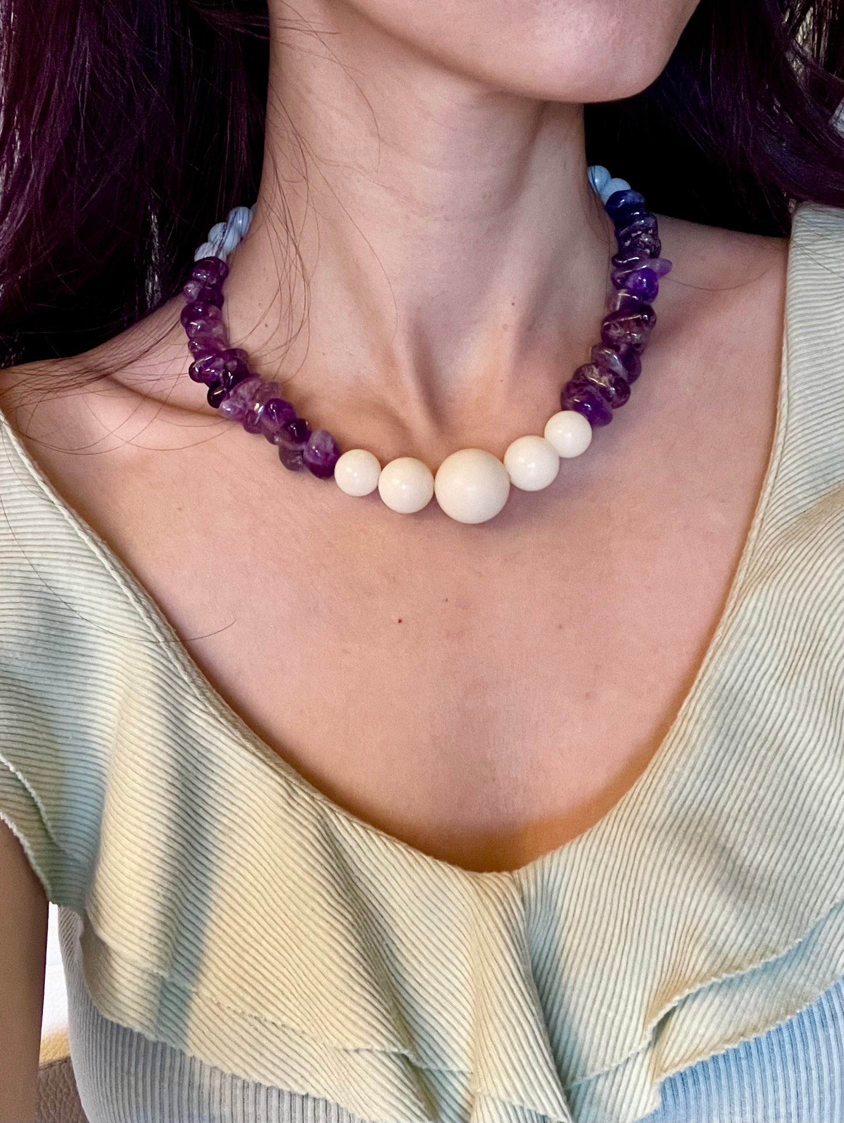 Bodhi & Amethyst Collar Necklace - Umber Shade