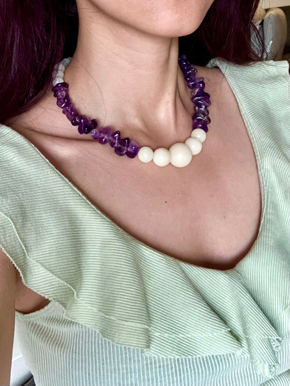 Bodhi & Amethyst Collar Necklace - Umber Shade