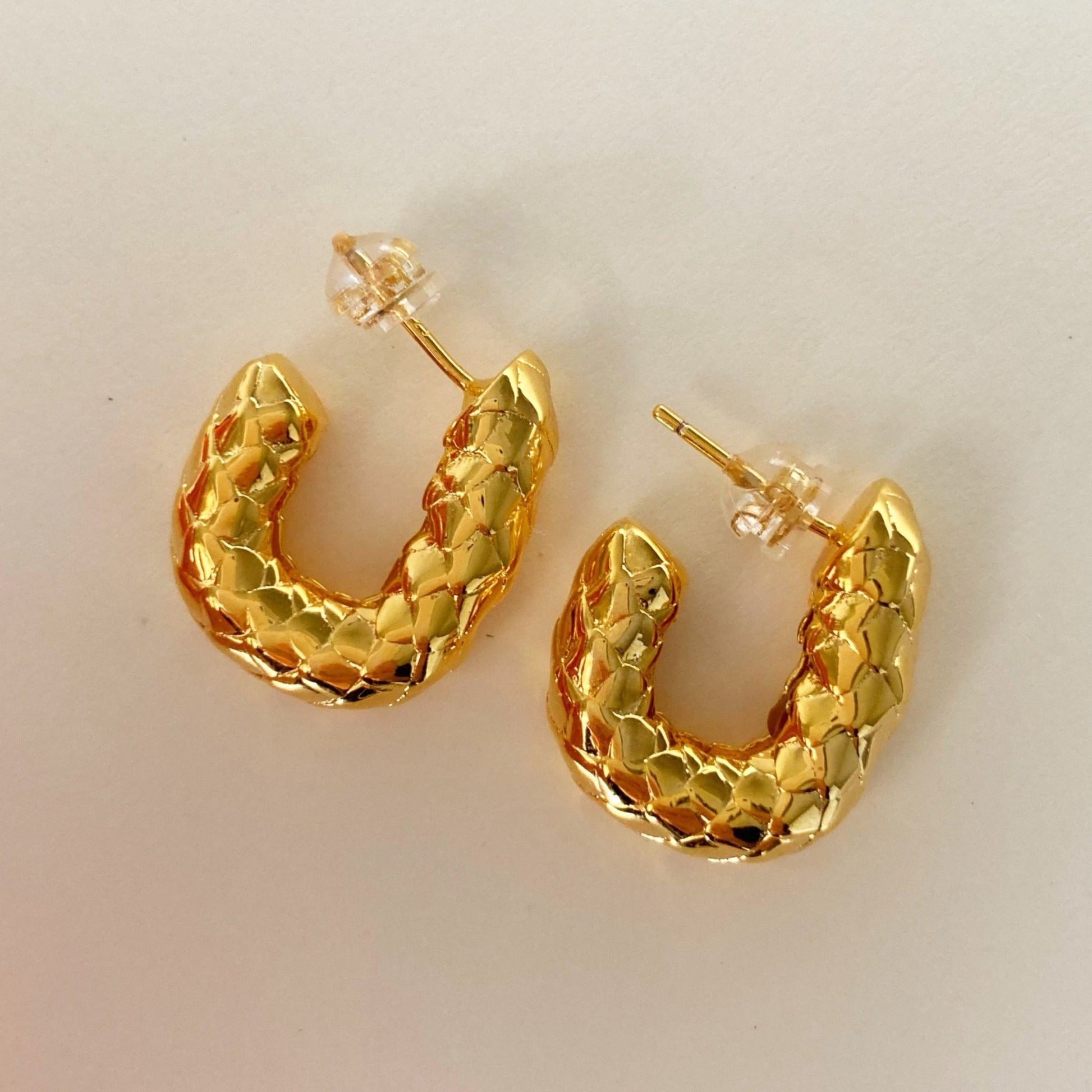 Braided Gold Hoop Earrings - Umber Shade