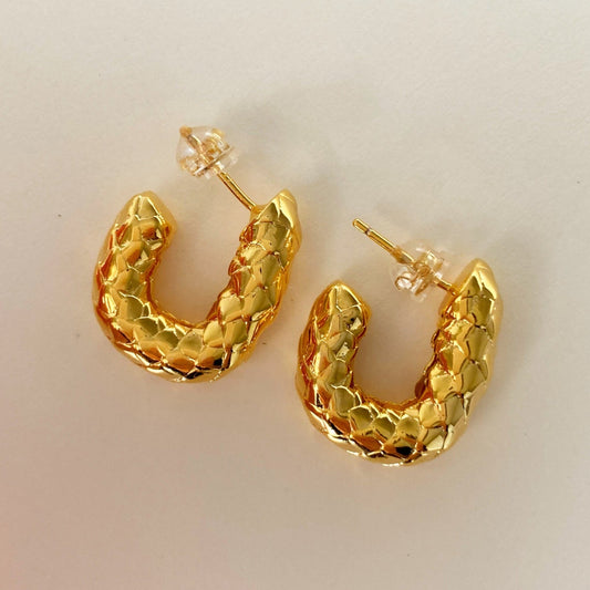 Braided Gold Hoop Earrings - Umber Shade