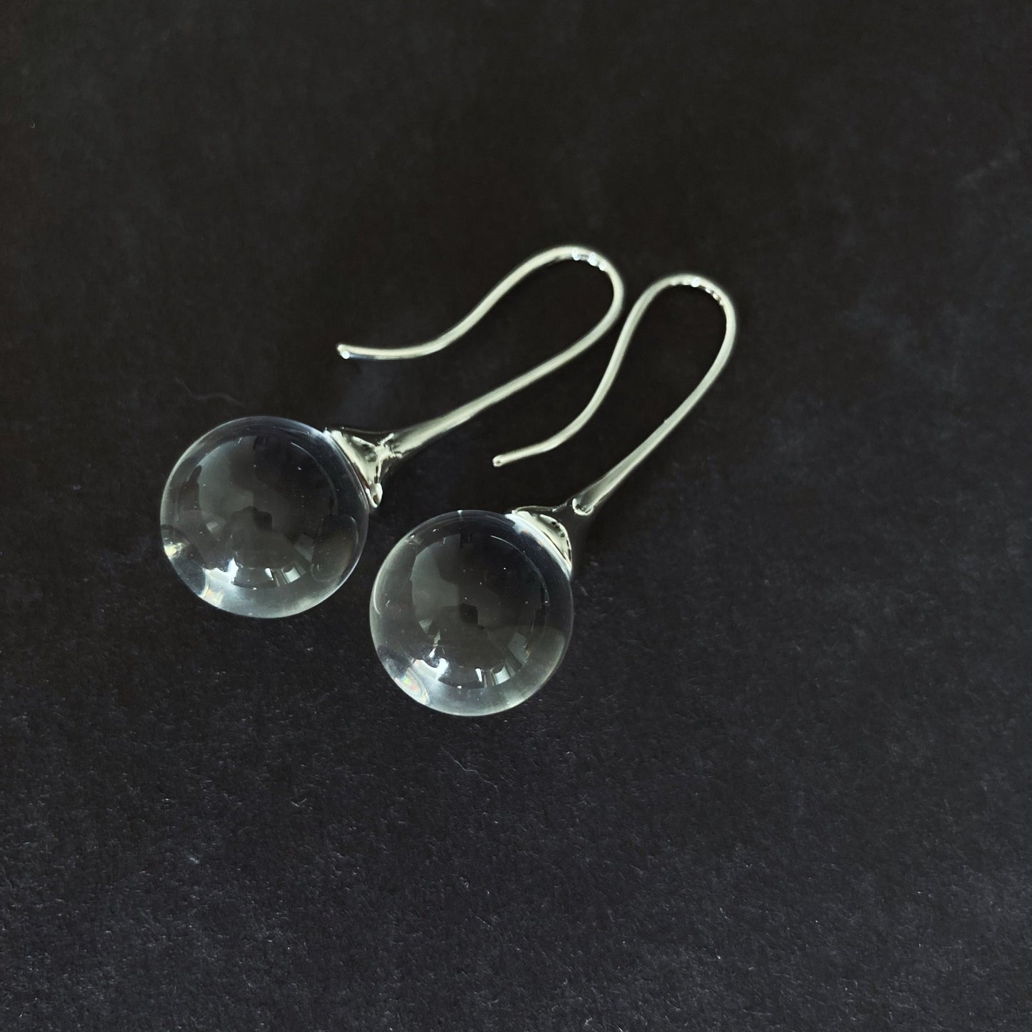 Crystal / Black Onyx ball drop Earrings - Umber Shade