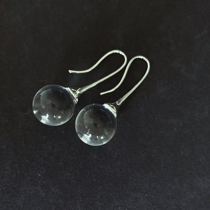 Crystal / Black Onyx ball drop Earrings - Umber Shade