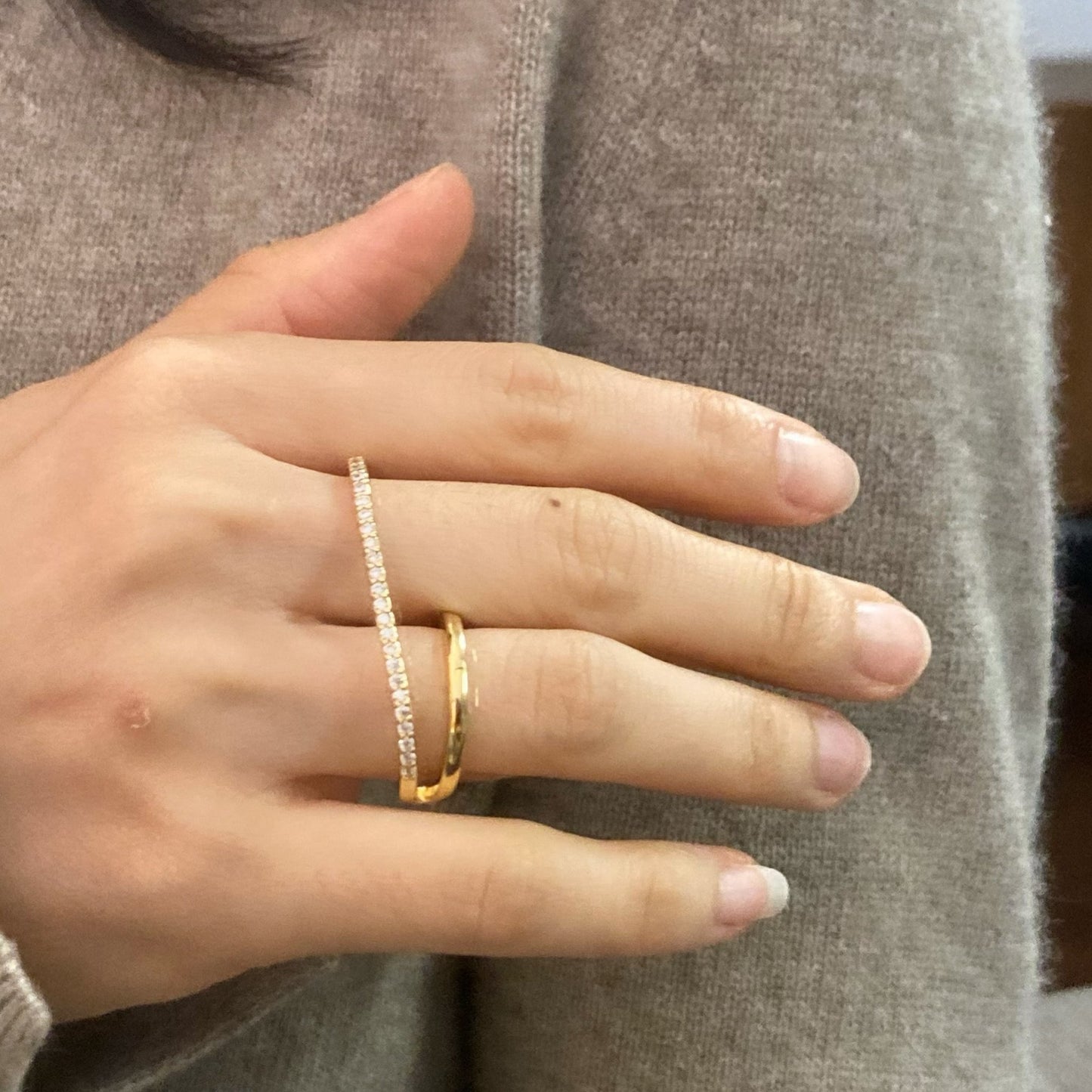 Double finger pave diamond band Ring - Umber Shade