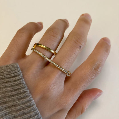 Double finger pave diamond band Ring - Umber Shade