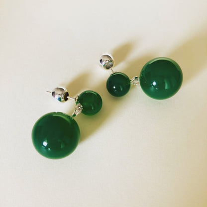 Dual - Sphere drop earrings in nature stone - Umber Shade