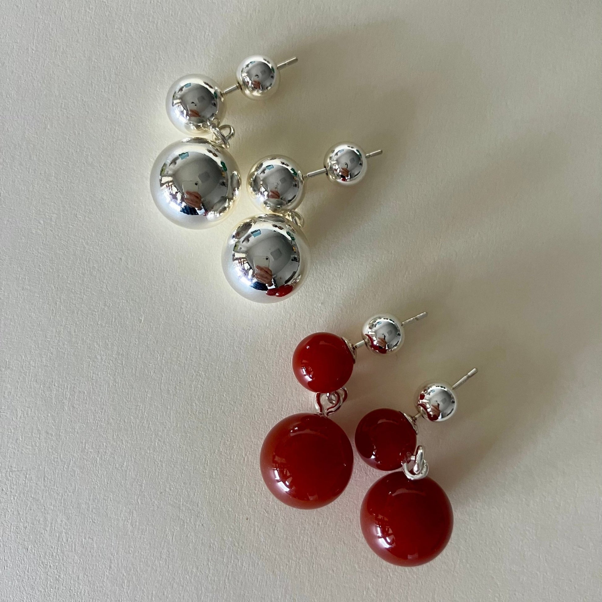 Dual - Sphere drop earrings in nature stone - Umber Shade