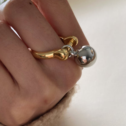 Dual Tone Orb Charm Ring - Umber Shade
