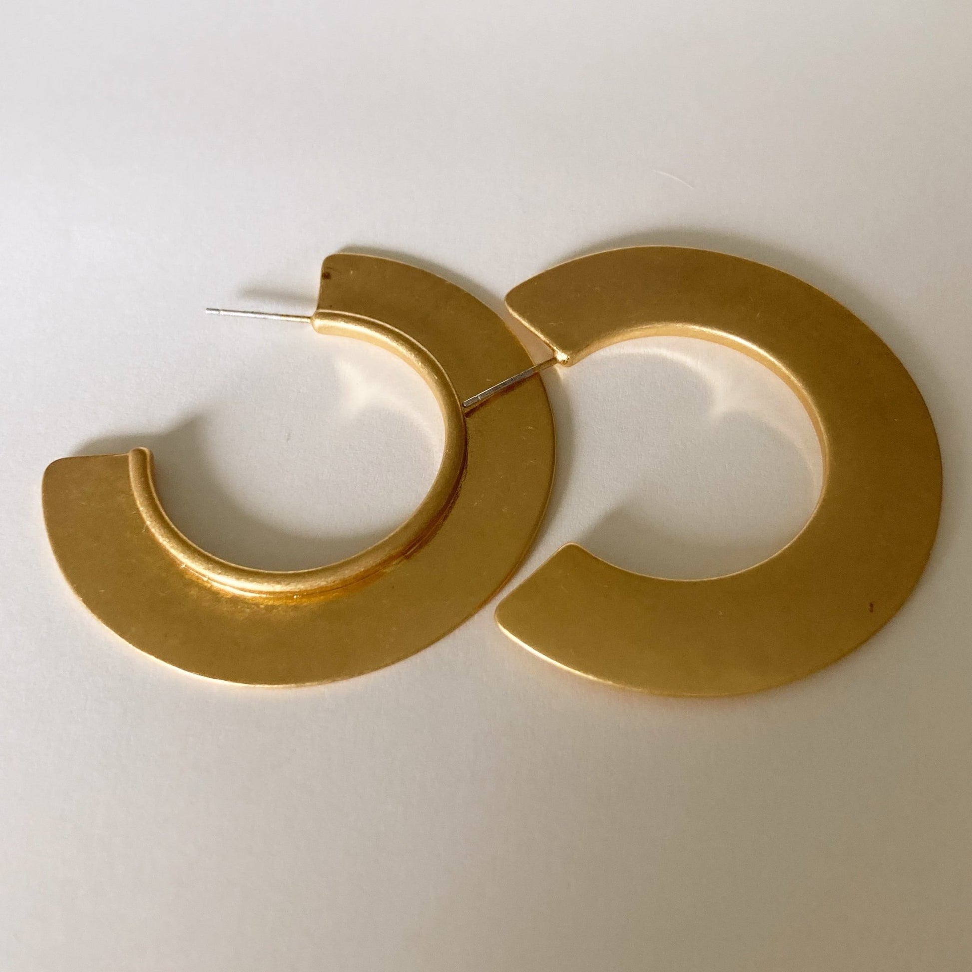 Gold Geometric Semi - Circle Hoops - Umber Shade