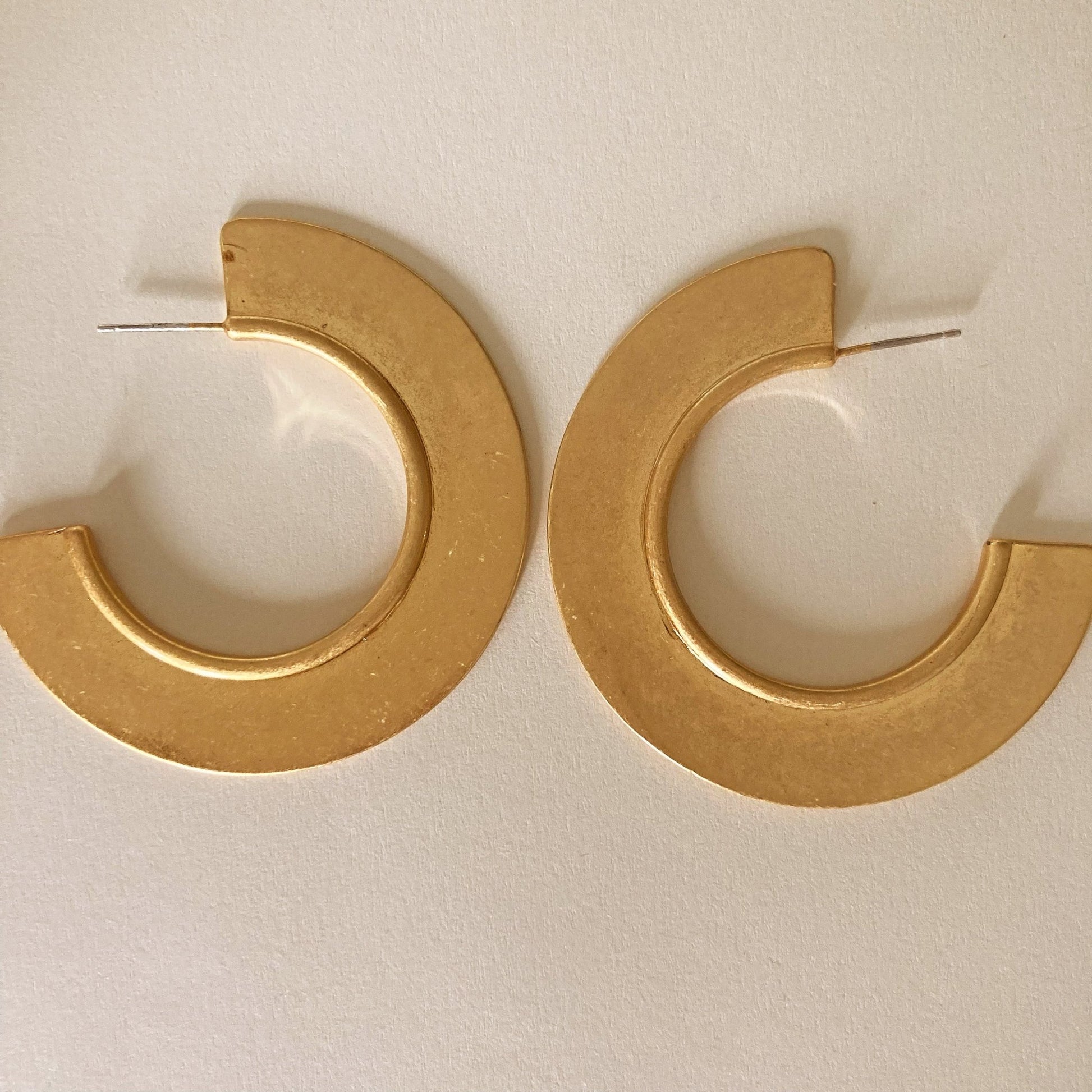 Gold Geometric Semi - Circle Hoops - Umber Shade