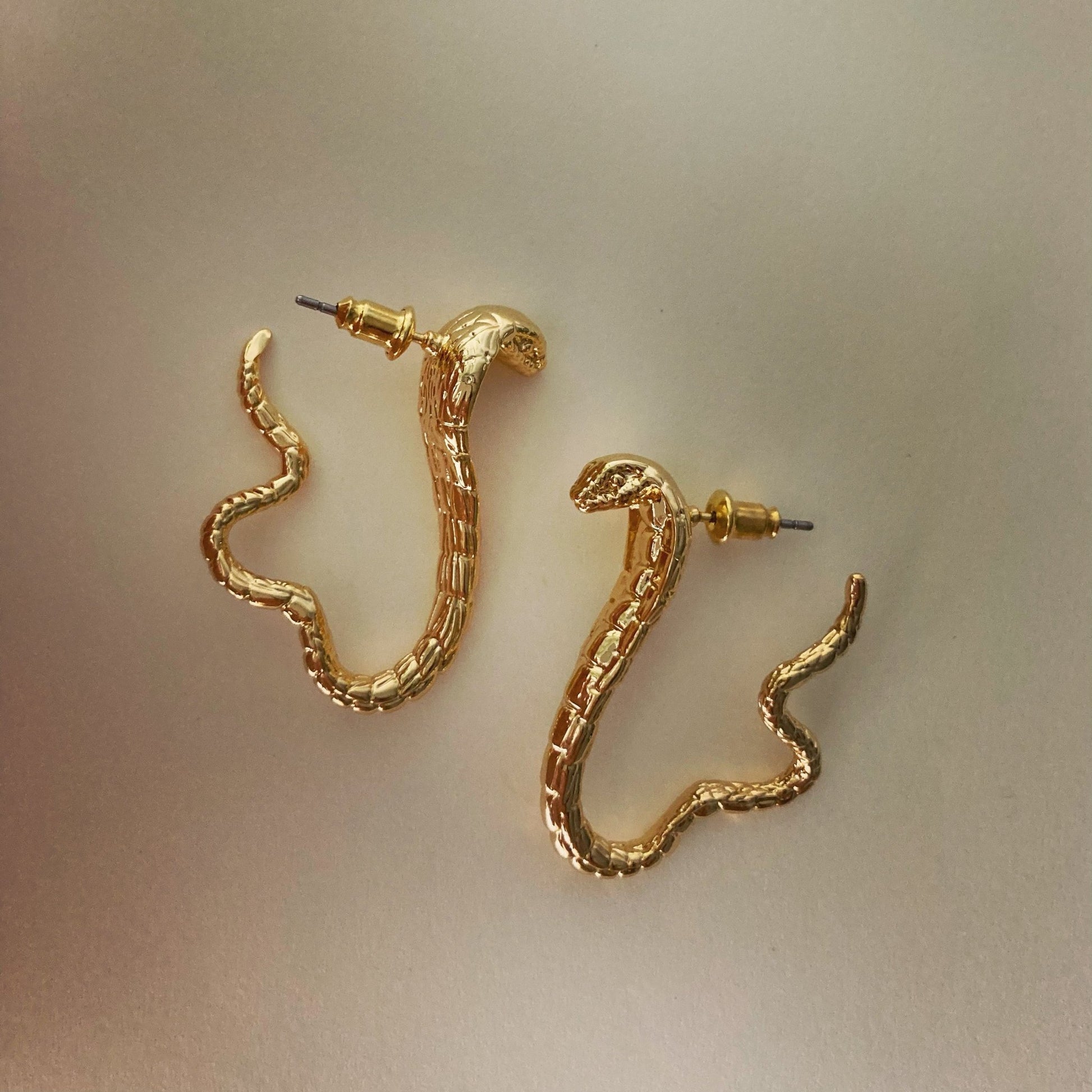 Gold Snake hoop earrings - Umber Shade