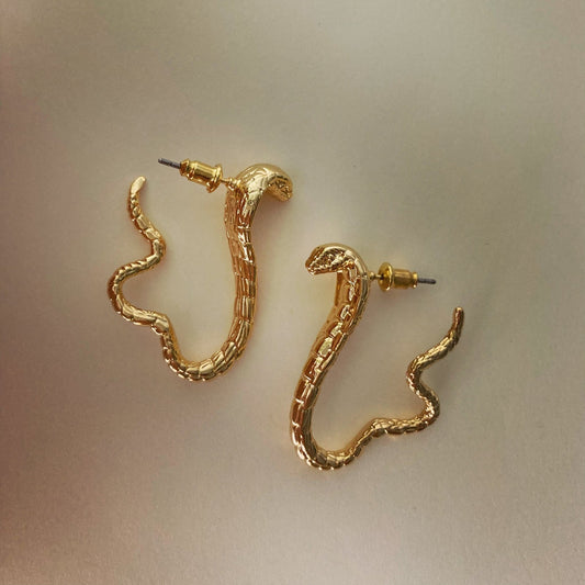 Gold Snake hoop earrings - Umber Shade