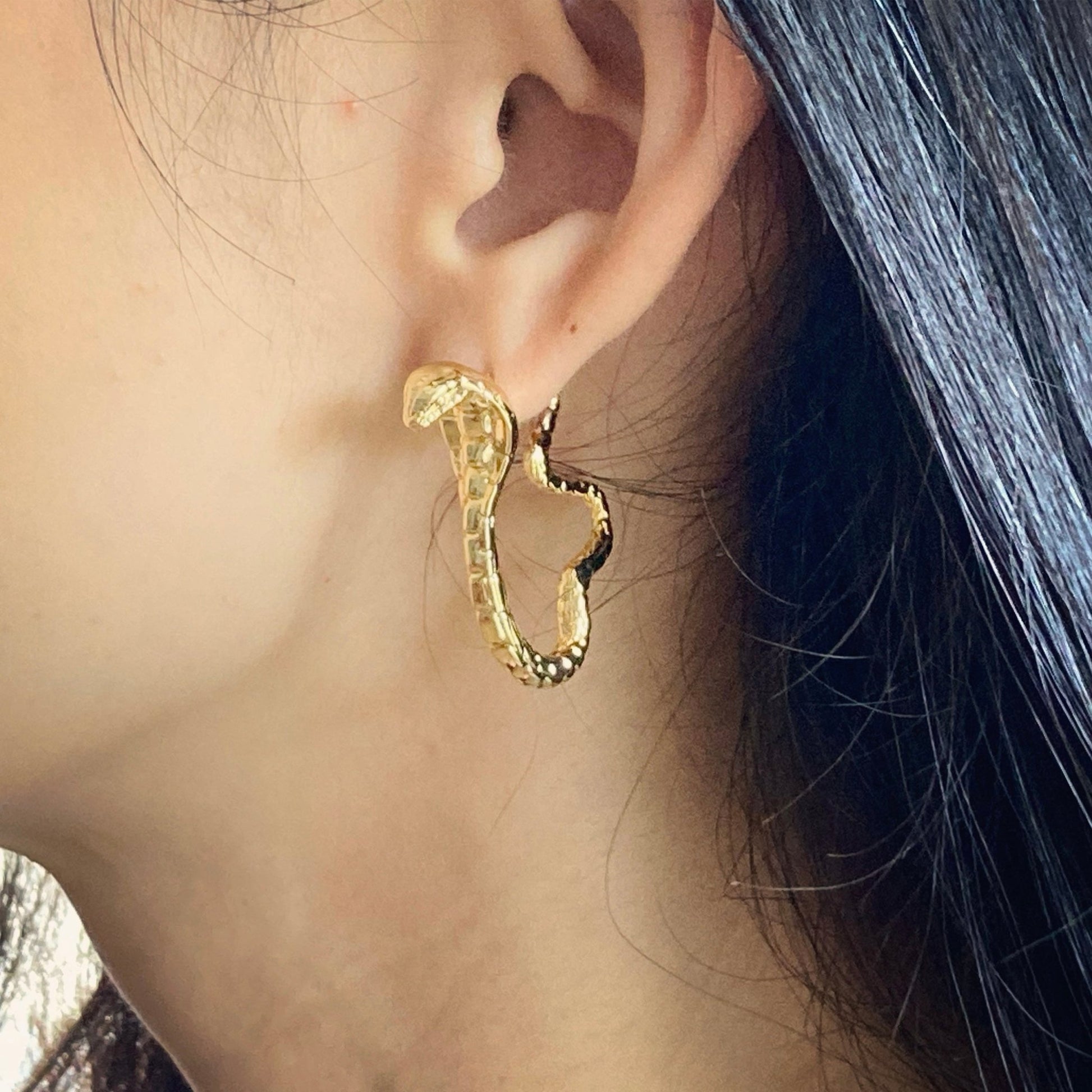Gold Snake hoop earrings - Umber Shade