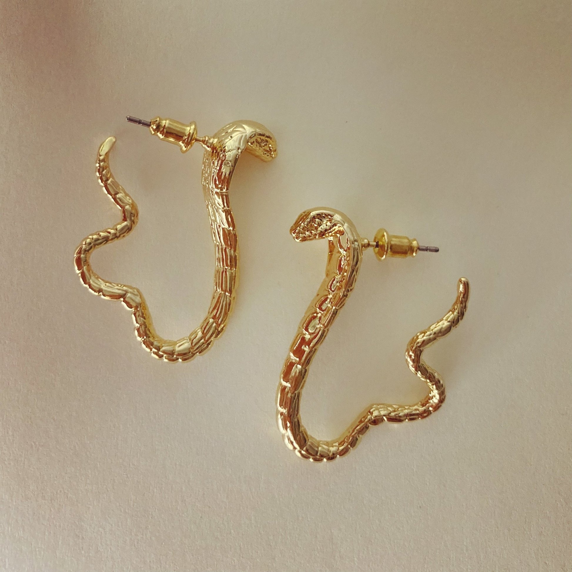Gold Snake hoop earrings - Umber Shade