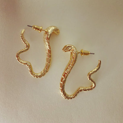 Gold Snake hoop earrings - Umber Shade