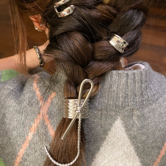 Knotted Metal Rope Hair Pin - Umber Shade