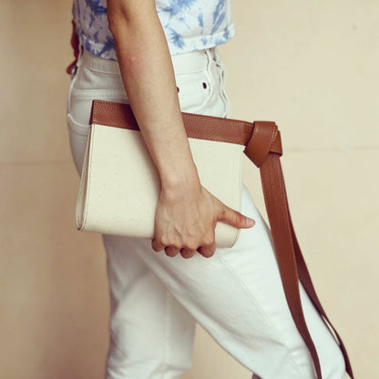 Kurashiki Canvas knot Clutch - Umber Shade