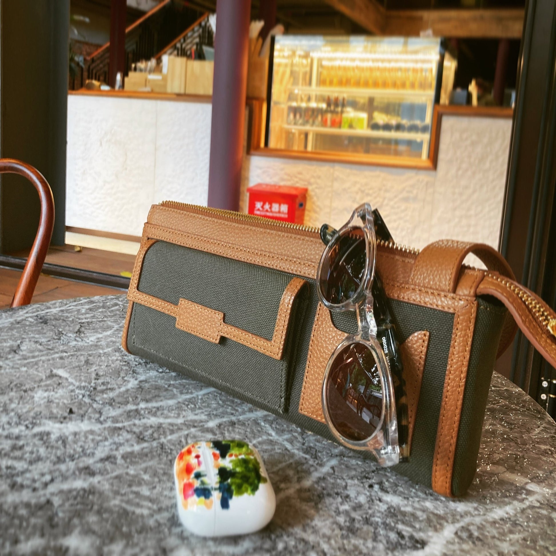 Kurashiki canvas shoulder Bag - Umber Shade