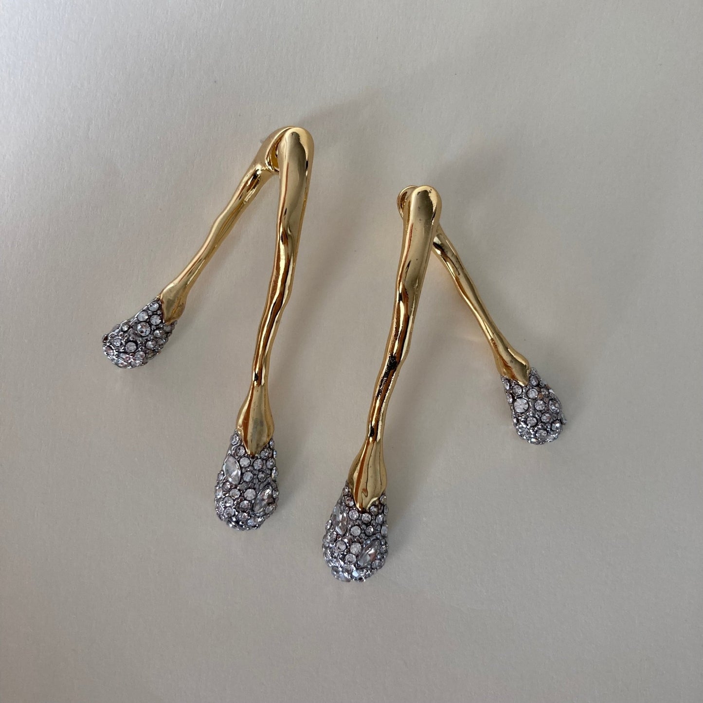 Long water drop Earrings with Sparkle diamond - Umber Shade