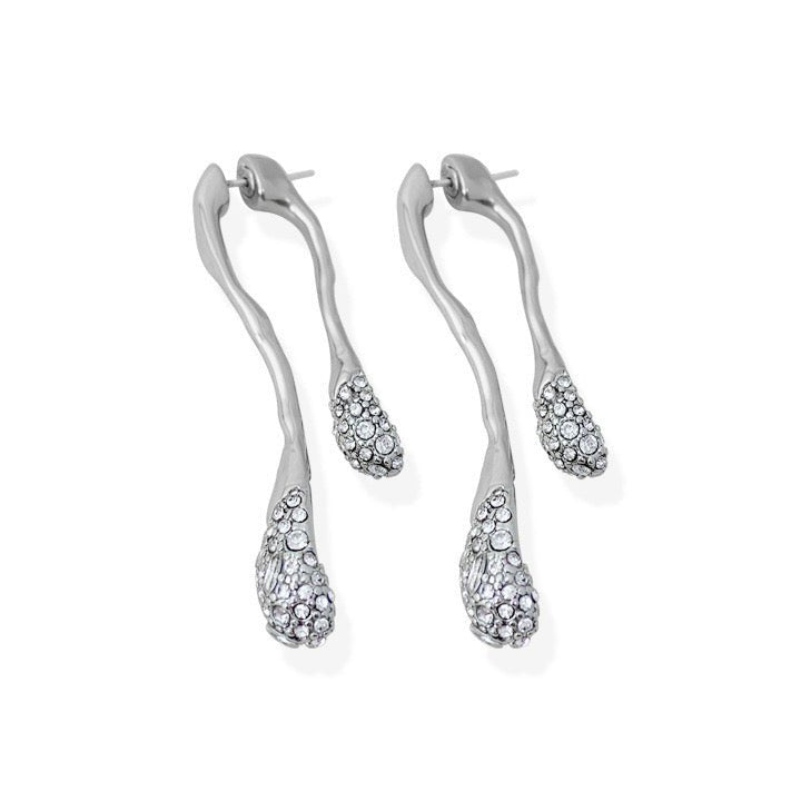 Long water drop Earrings with Sparkle diamond - Umber Shade