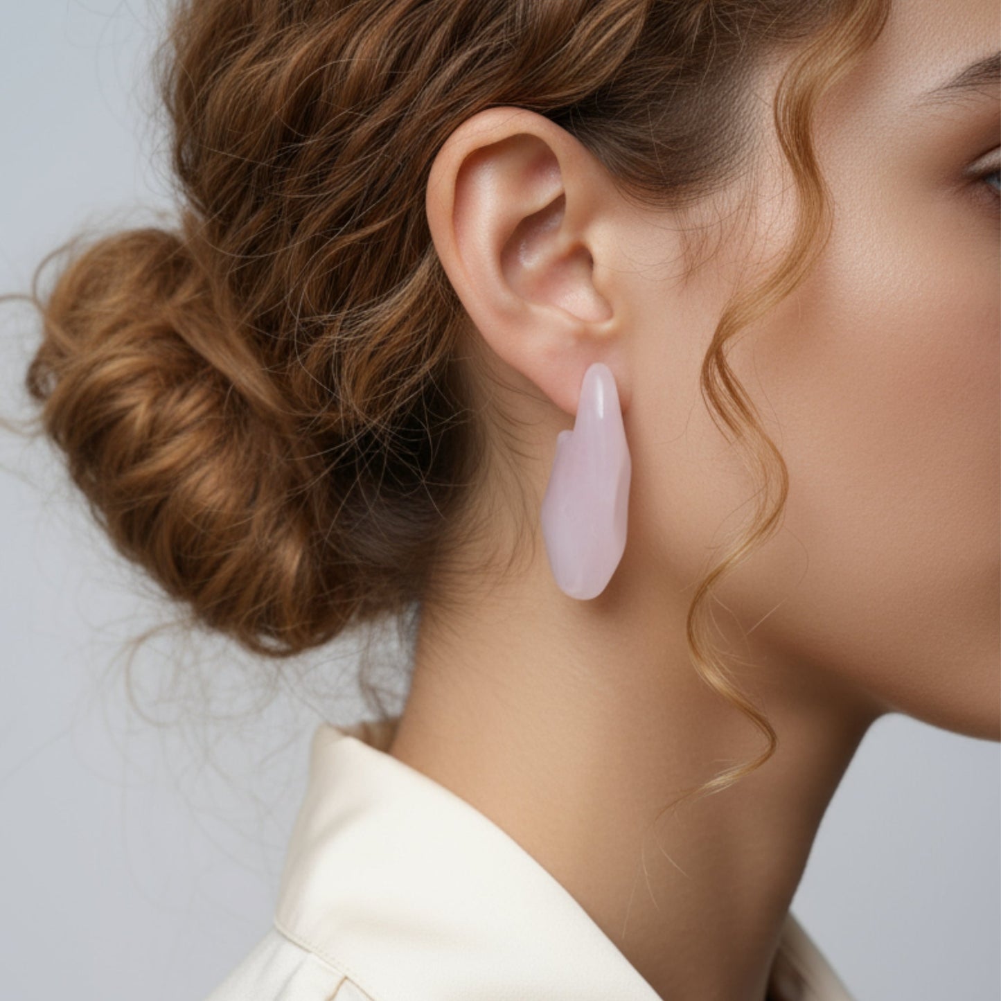 Mismatch Pink Sculptural Earrings - Umber Shade