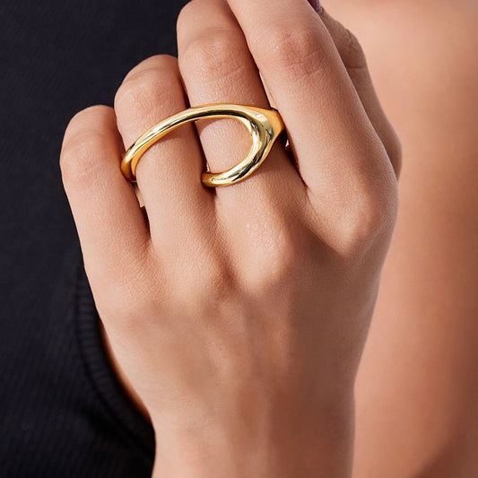 Modern Twist two - finger Ring - Umber Shade
