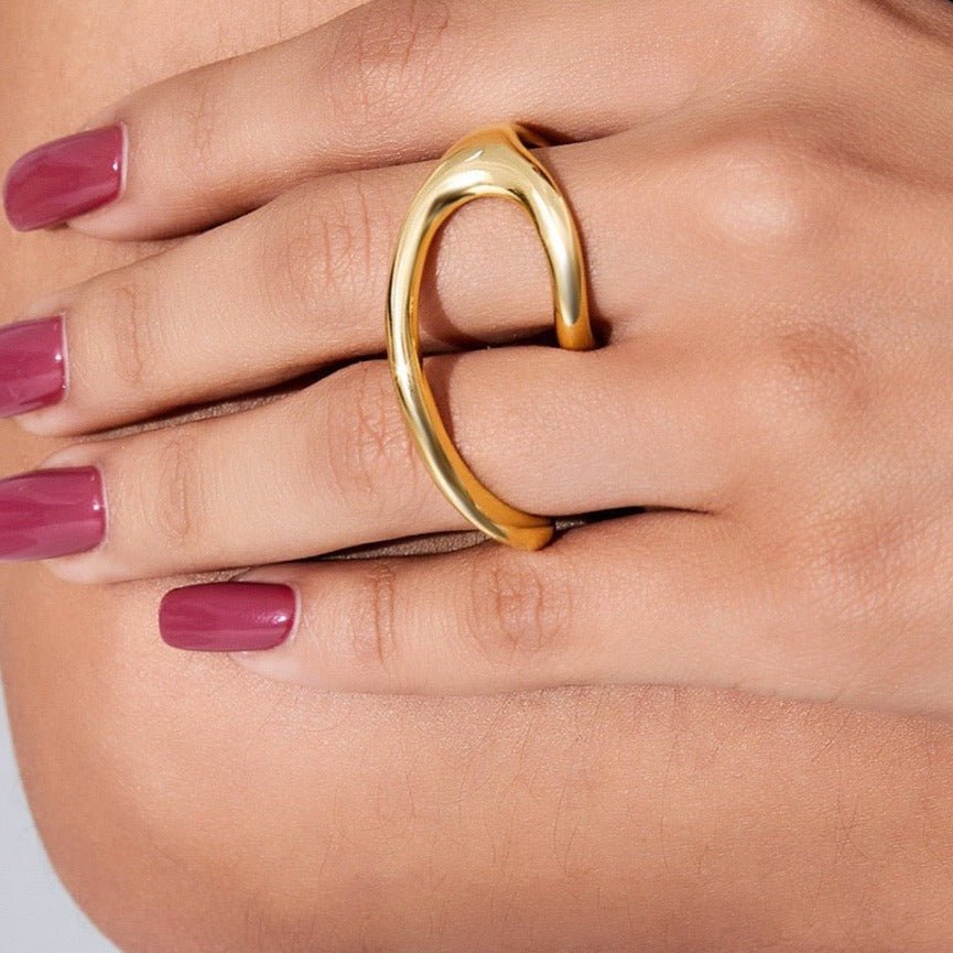 Modern Twist two - finger Ring - Umber Shade
