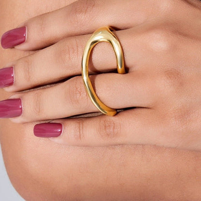 Modern Twist two - finger Ring - Umber Shade