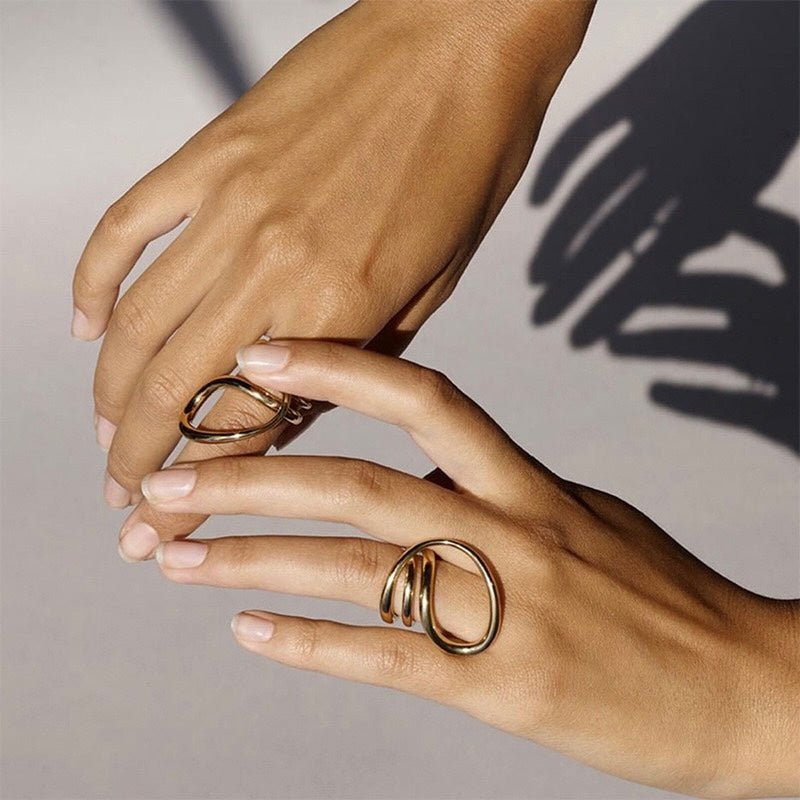 Multi - Band Irregular Ring - Umber Shade