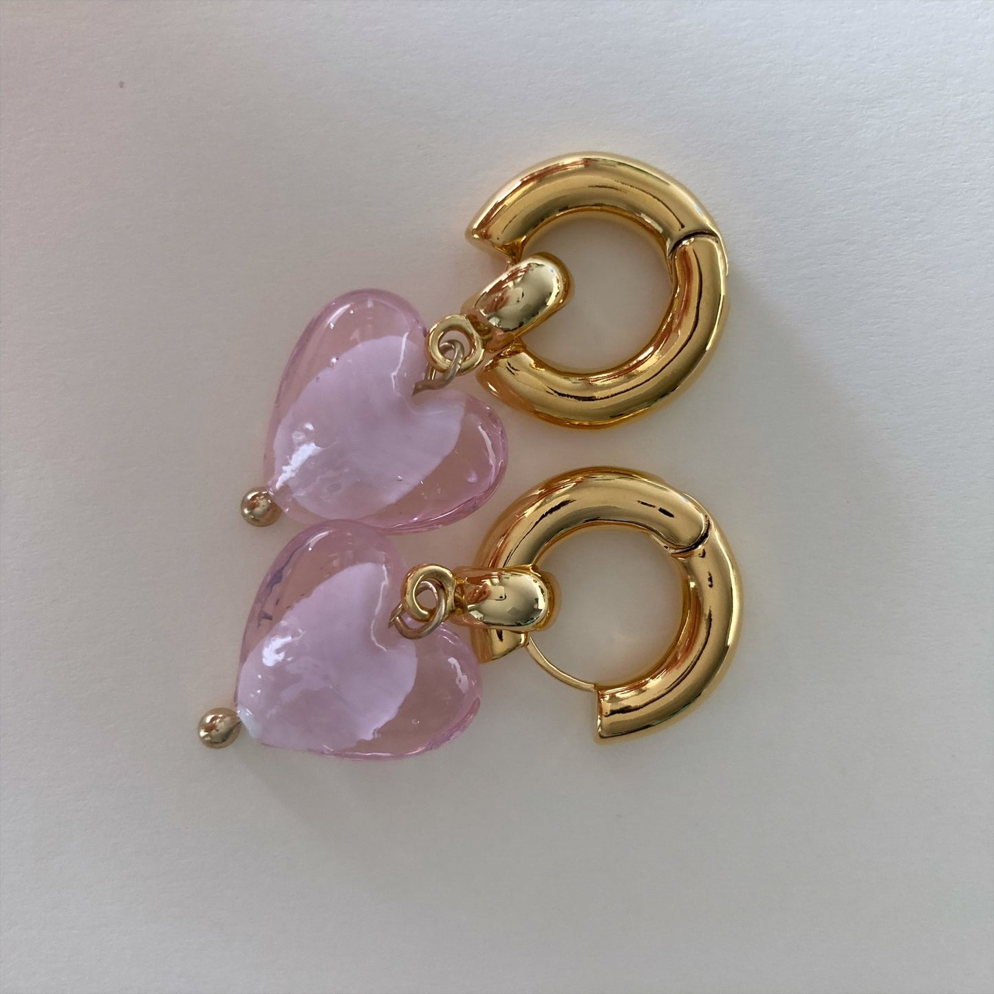 Murano Glass Heart Huggie Earrings - Umber Shade