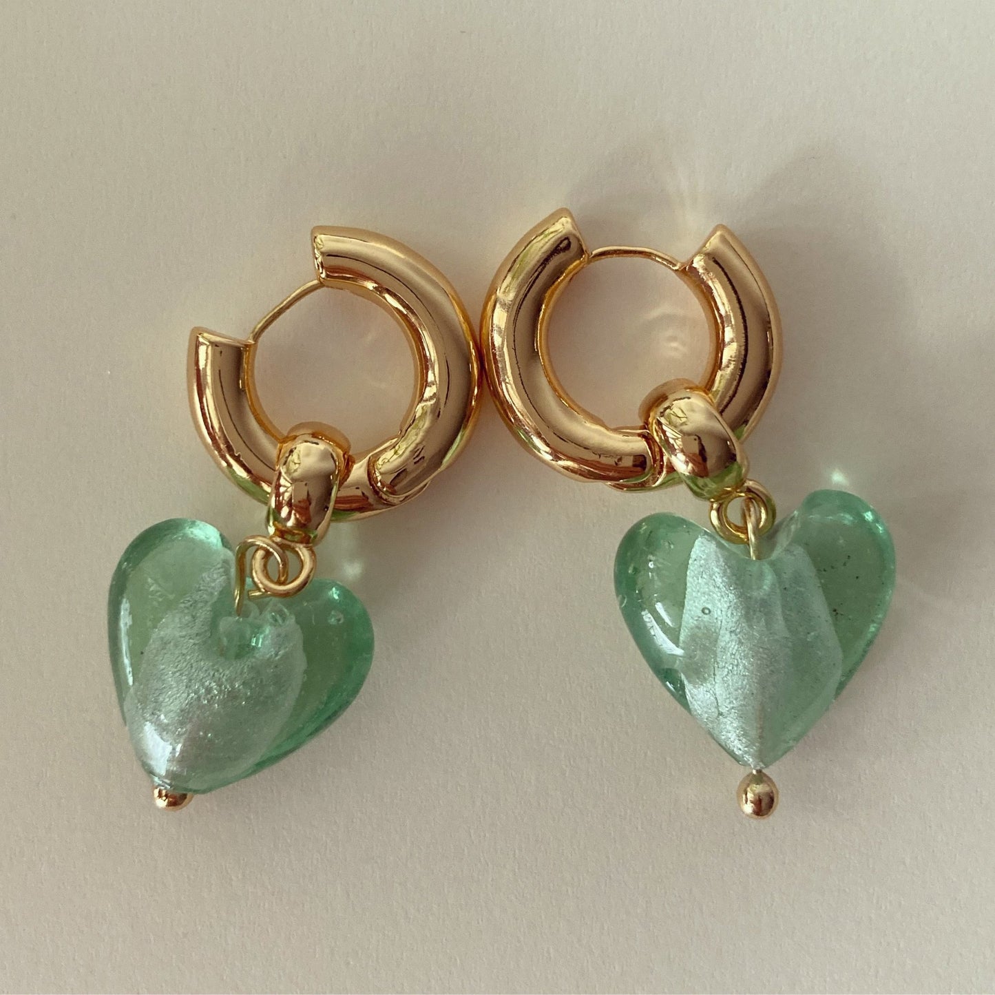 Murano Glass Heart Huggie Earrings - Umber Shade