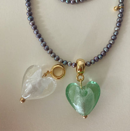 Murano Glass Heart Huggie Earrings - Umber Shade