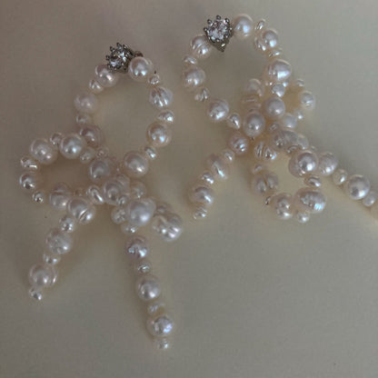 Pearl Bow Earrings - Umber Shade