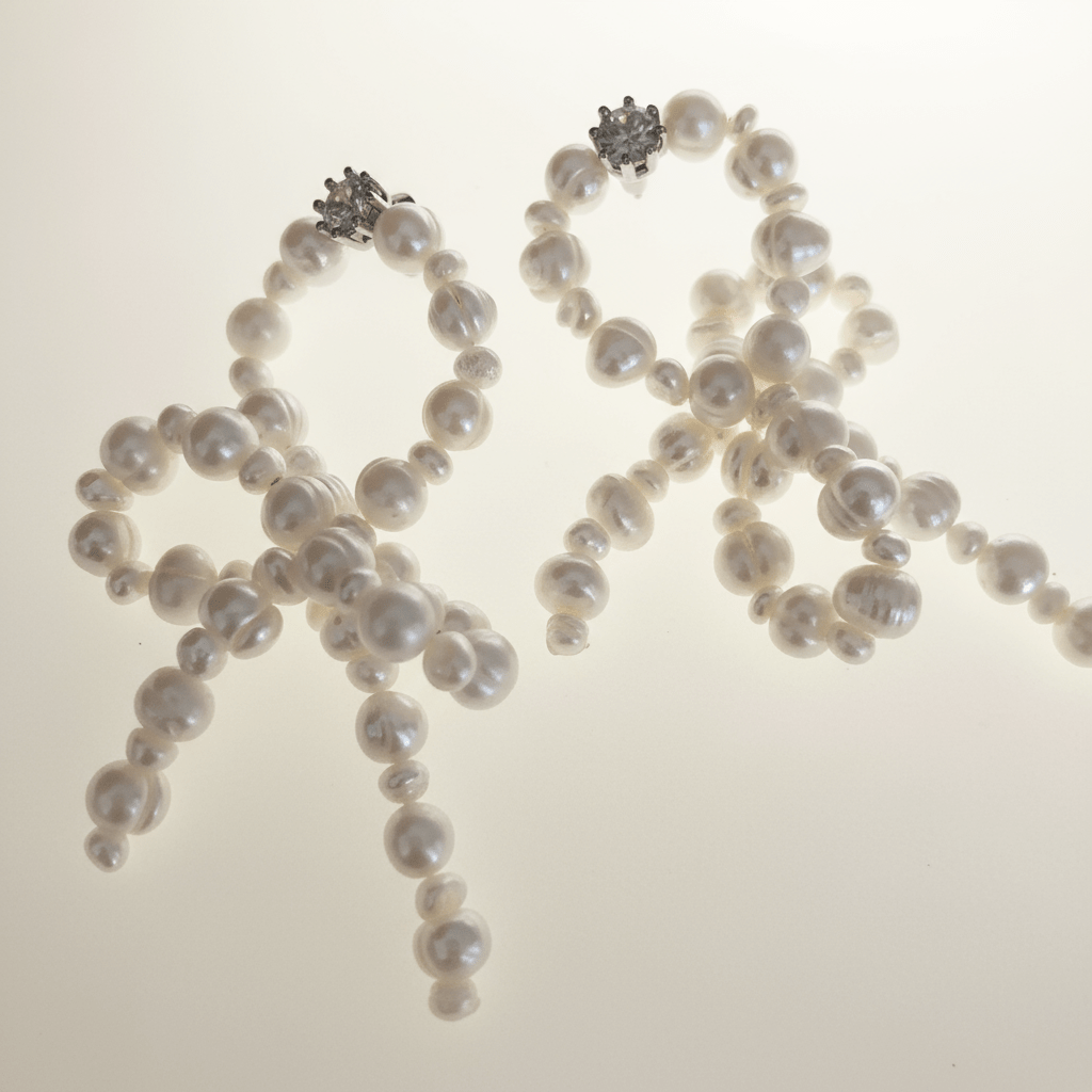 Pearl Bow Earrings - Umber Shade