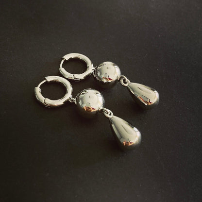 Polished Silver Teardrop Earrings - Umber Shade