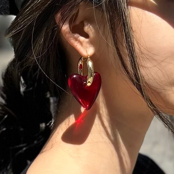 Red Heart Drop Hoops - Umber Shade