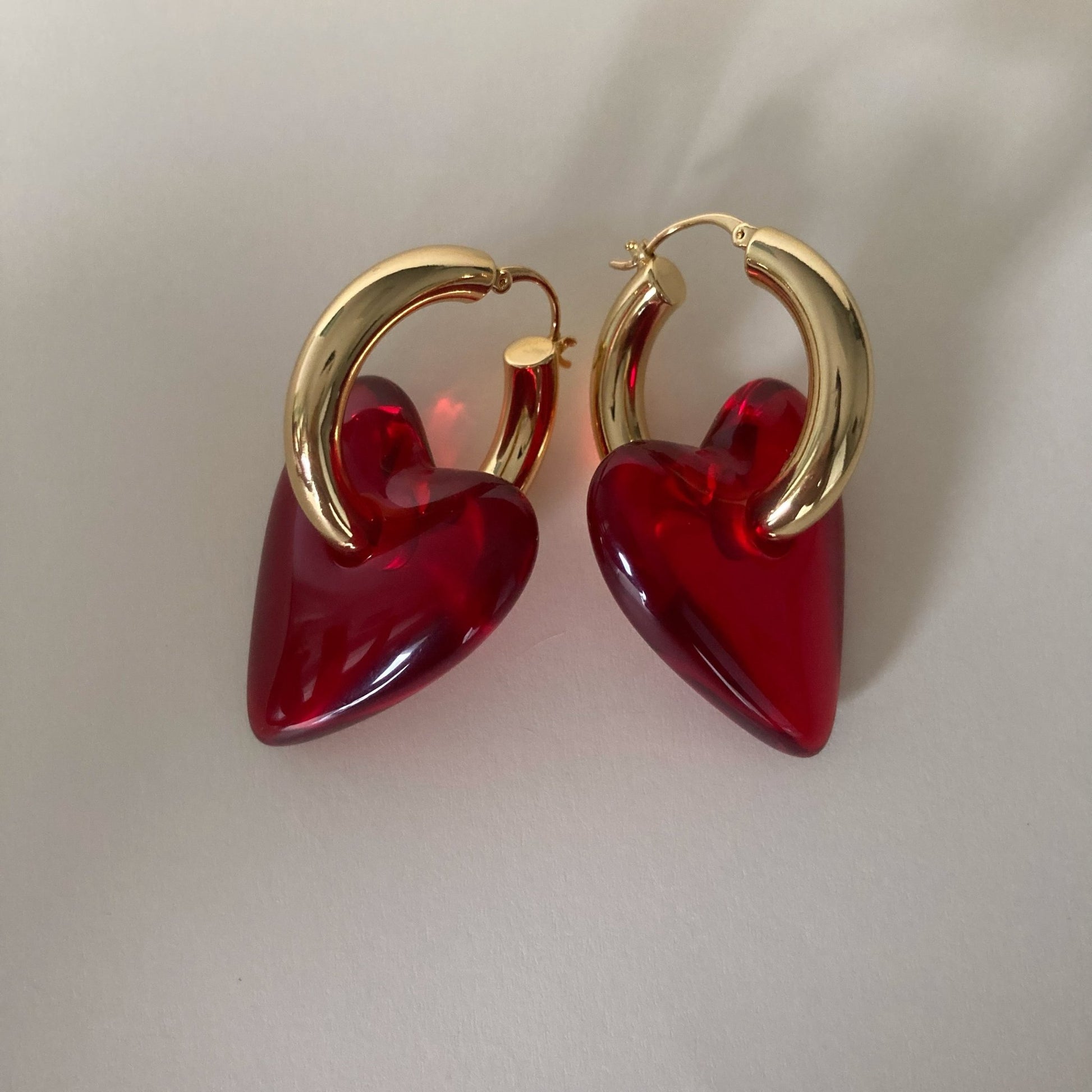 Red Heart Drop Hoops - Umber Shade