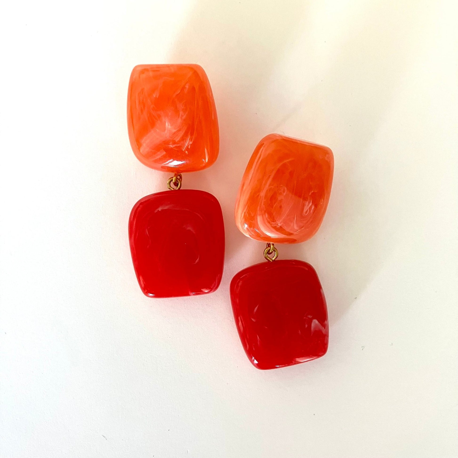 Red & Orange Statement Drop Earrings - Umber Shade